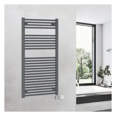 (1200x600mm, Grey) WarmeHaus Electric Heated Towel Rail Straight Thermostatic Bathroom Towel Rad