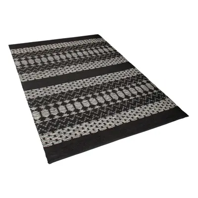 Leather Area Rug x cm Black with Beige SOKUN