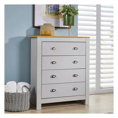 (Grey) Home Source Camden Drawer Chest Metal Handles