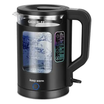 (Black) Liter, Watt Rapid Boil Silent Glass Kettle with Blue LED Light, Automatic Shut-off and B