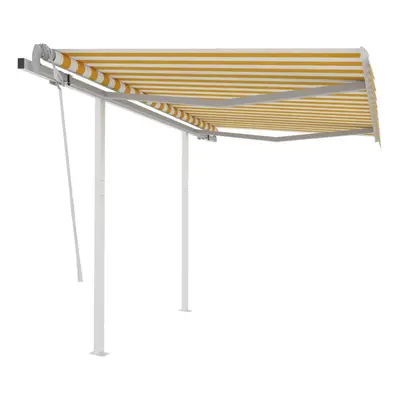 Manual Retractable Awning with Posts 3x2.5 m Yellow and White