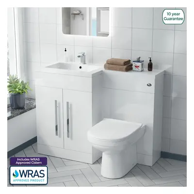 Debra Bathroom White L-Shape LH Basin Vanity Unit BTW WC Toilet 1100mm