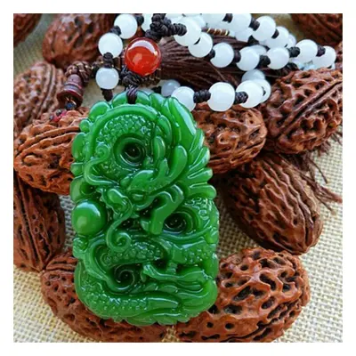 Hot Natural Hand-Carve Mongolian Jade Dragon Pendant Male Female Jade Zodiac Dragon Necklace Men