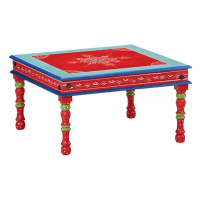 (red) vidaXL Coffee Table Hand Painted Plant Stand Accent Table Solid Mango Wood