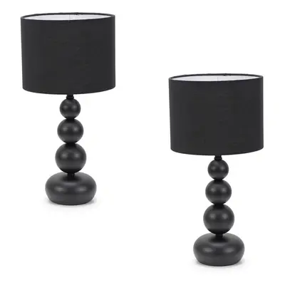 Marissa Pair of Black Stacked Ball Table Lamp Light & LED Bulbs