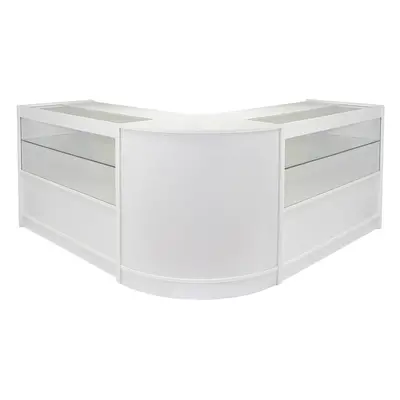 MonsterShop Gemini Shop Counters Set & Glass Retail Showcase Cabinet Display, Brilliant White