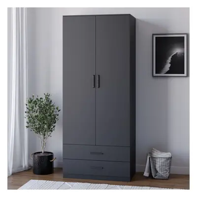 ( Door Wardrobe) Black Wooden Bedroom Cabinet Chest Drawers Table