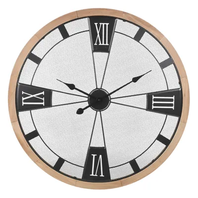 Large 70cm Wooden Metal Wall Clock Home Office Roman Numerals Industrial Indoor