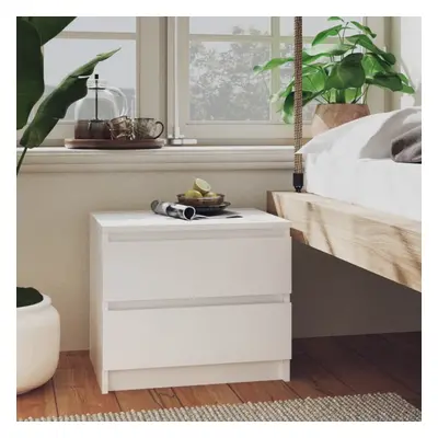 vidaXL Bed Cabinet White 50x39x43.5 cm Chipboard Bedside Side Storage Cabinet