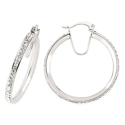 Jewelco London Ladies Sterling Silver Cubic Zirconia Channel Set Eternity Hoop Earrings 32mm - G