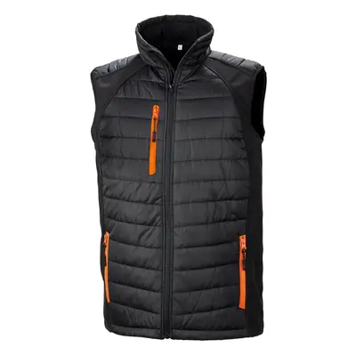 (L, Black/Orange) Result Genuine Recycled Unisex Adult Compass Softshell Padded Gilet