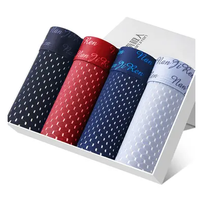 (Red White, M) Pieces Mens Mesh Ice Silk Breathable Underwear