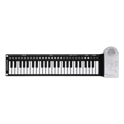 (Silver) Keys Roll Up Piano Soft Flexible Silicone Foldable Electronic Keyboard for Children Stu