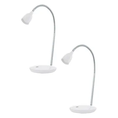 2 PACK Table Lamp Colour White & Chrome Plated Rocker Switch LED 3W Included