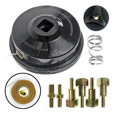 UNIVERSAL Dual Line Manual Feed Head with Bolts + 80m Dual Core Refill for Strimmer/Trimmer/Brus