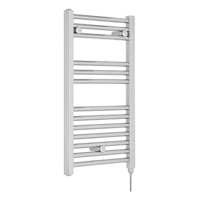 Electric Vertical Round Towel Rail with Rails - 720mm x 400mm - Watt - Chrome