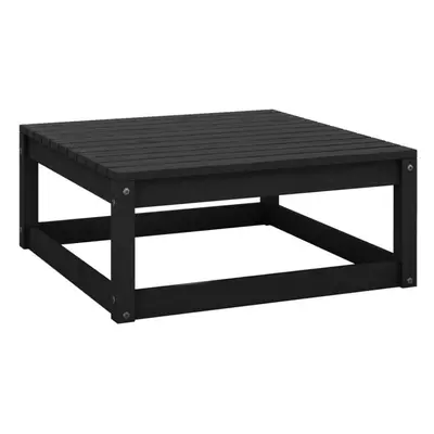 vidaXL Solid Pinewood Garden Footstool Black Wooden Garden Outdoor Ottoman