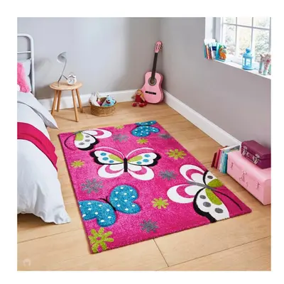 Butterfly Kids Rug - Pink - 120cm x 170cm