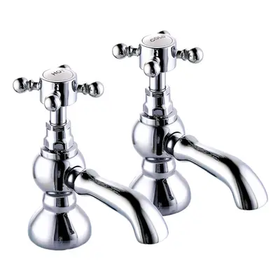 Traditional Twin Hot and Cold Basin Sink Taps Bathroom Cross Handle Vintage Faucets