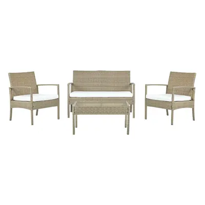 Garden Lounge Set MARSALA Seater PE Rattan Light Wood