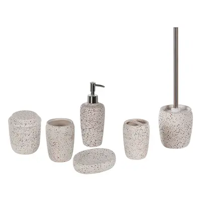 6-Piece Bathroom Accessories Set PALMILLA Ceramic Off-White