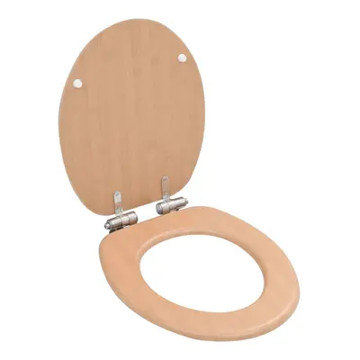 vidaXL WC Toilet Seat with Soft Close Lid MDF Bamboo Design Bathroom Bidet