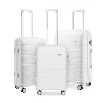 (white, 20/24/28-inch) 20/24/28 inch Multi Texture Hard Shell PP Suitcase Classic Collection Wit