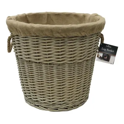 Antique Wash Round Lined Chnkylog Basket