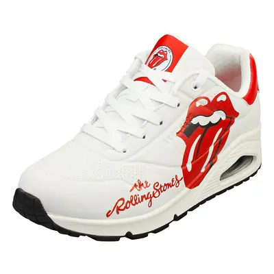 (4) Skechers Uno X The Rolling Stones Womens Fashion Trainers in White Red