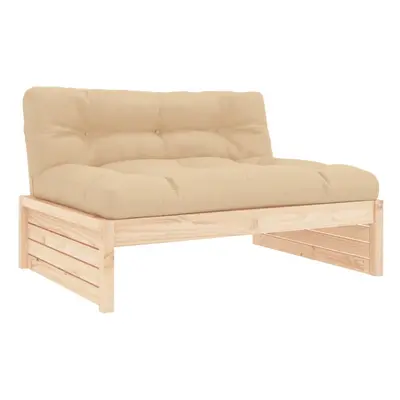 (natural pine, middle sofa) vidaXL Middle Sofa Patio Footrest Sectional Sofa with Cushions Solid