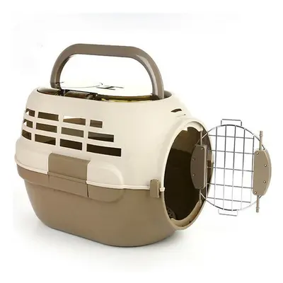 (Brown, Air box without sunroof) Pet Flight Case Transport Box Breathable Cat Dog Outdoor Travel