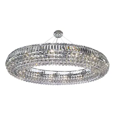 Modern Chrome Oval Light Crystal Pendant Fitting