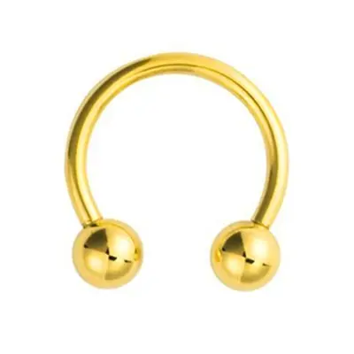 Jewelco London Unisex Solid 9ct Yellow Gold Horseshoe 1.1mm Gauge Barbell Body Ring Piercing, 11