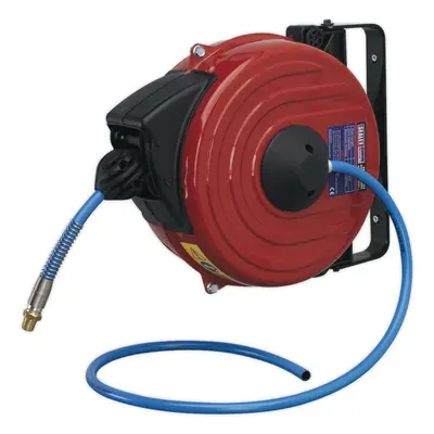 12m Retractable Air Hose Reel - Metal Case - 1/4" BSP Outlet - 8mm TPU Hose