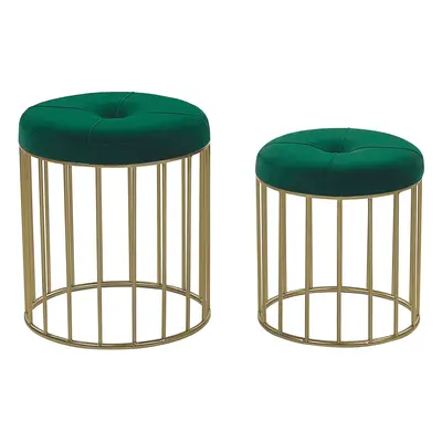 Set of Stools Dark Green LUBBOCK