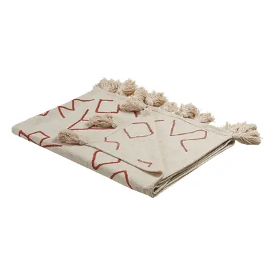 Cotton Blanket x cm Beige with Red BHIWANI