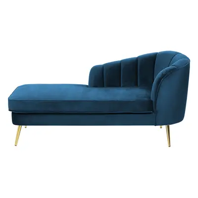 Right Hand Velvet Chaise Lounge Navy Blue ALLIER