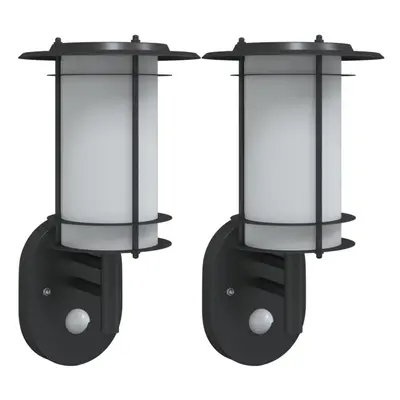 (black, pcs/with sensor) vidaXL Outdoor Wall Lights with Sensors Wall Lamp pcs Black Stainless S