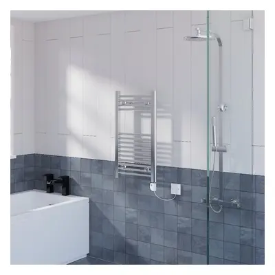 WarmeHaus Straight Electric Heated Towel Rail Pre-filled Thermostatic Bathroom Towel Radiator Ch