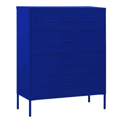 vidaXL Chest of Drawers Navy Blue Steel Home Storage Side Cabinet Sideboard