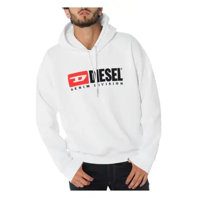 (White, XS) DIESEL S-DIVISION Mens Pullover Hoodie Oversized