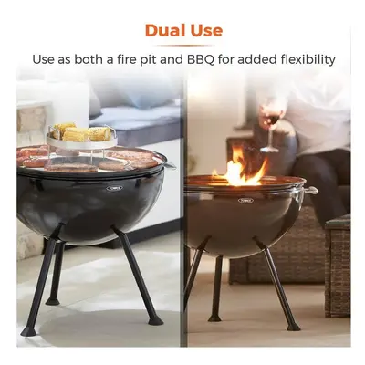 Fire Pit BBQ Grill 2-in-1 Charcoal BBQ & Fire Pit Garden Patio Heater