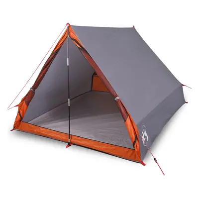 (Grey and orange) vidaXL Camping Tent A-Frame 2-Person Dome Tent Blackout Fabric Waterproof