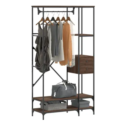 vidaXL Clothes Rack with Shelves Brown Oak Engineered Wood