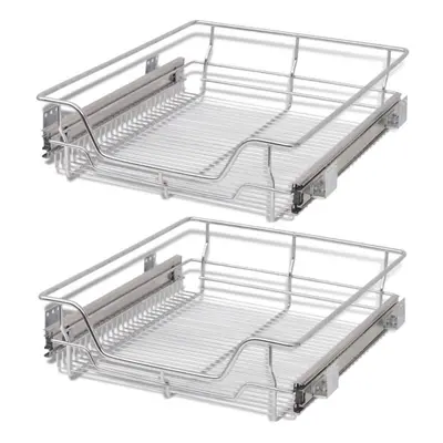 2 pcs Pull-Out Wire Baskets Kitchen Base Larder Units Storage Organiser mm