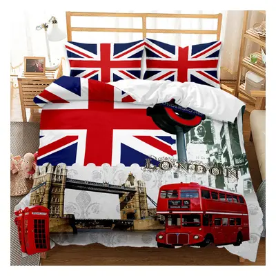 (A, EU-Double(3pcs):200x200cm) 3D Printed England Street Views Building Bedding âCovers Set