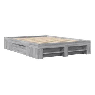 vidaXL Bed Frame Bed Base Bedstead Grey Sonoma 120x200 cm Engineered Wood