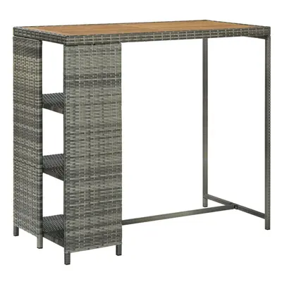 vidaXL Bar Table with Storage Rack Grey Poly Rattan Pub Bistro Counter Table