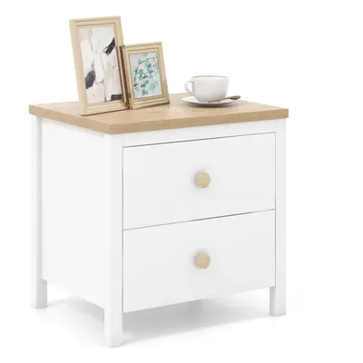 2-Drawer Bedside Table Free Standing End Table Farmhouse Nightstand