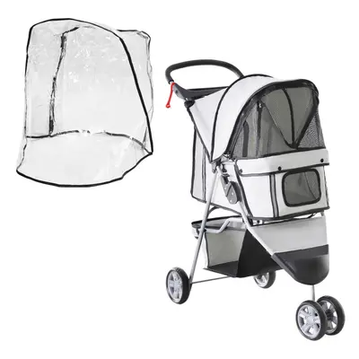 PawHut Dog Stroller W/ Cover, Folding Cat Pram Dog Pushchair for XS Dogs Grey